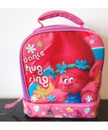 Dreamworks Trolls Dual Compartment Lunch Bag  POPPY Pink/Purple Dance Hu... - £11.60 GBP