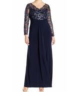 Marina Women&#39;s Plus-Size Long Jersey with Placement Scallop Bodice, Navy... - £81.07 GBP