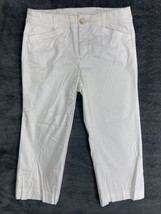Stretch Women&#39;s Dress Crop White Pants Pockets Pull-On Mid-Rise Size 4 - £9.63 GBP