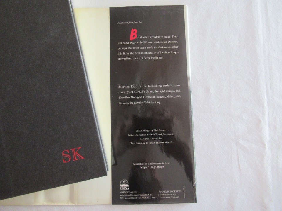 Dolores Claiborne STEPHEN KING Viking First Edition $23.50 HC Hardcover DJ Book Item image 7