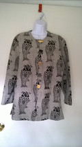 Nepal Cheppu Jacket Size Med Fish Print Made In Nepal Wood Resin buttons 1980s - £58.78 GBP