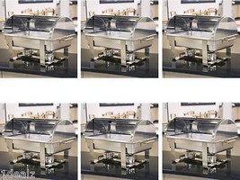6 Roll Top Deluxe Full Size Rectangle 8 Qt. Stainless Steel Chafing Dishes + - £959.92 GBP