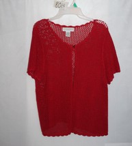Sag Harbor Petite Open Cardigan Red Size Pxl Rami Cotton Crochete #8026 - £7.11 GBP