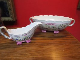 Compatible With Antique Staffordshire Bowl And Gravy Bowl, Handpainted, Pink Rop - £101.61 GBP