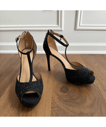 NWOB Thalia Sodi Chace Black T-Strap Embellished Platform Stiletto Heels... - €46,34 EUR