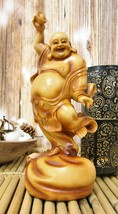 Ebros Feng Shui Hotei Dancing Buddha with Gold Ingot and Money Bag Statue 11&quot; H - £22.37 GBP