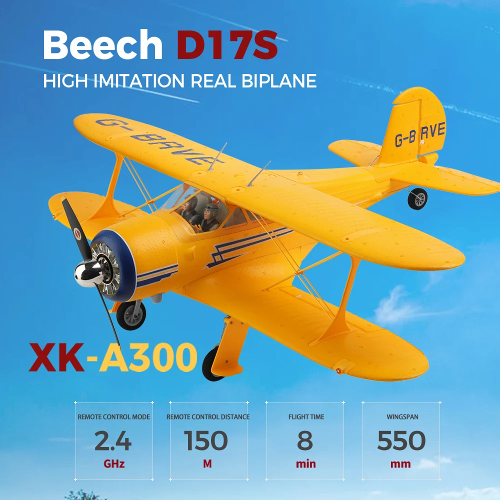 Wltoys Xk A300 Rc Plane Beech D17S Model 3D/6G Led 2.4GHz Gps Remote Control - $206.46