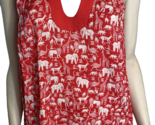 Maeve by Anthropologie Women&#39;s Elephant Print Sleeveless Blouse Red 22W NWT - $37.99