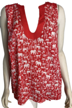 Maeve by Anthropologie Women&#39;s Elephant Print Sleeveless Blouse Red 22W NWT - £29.89 GBP