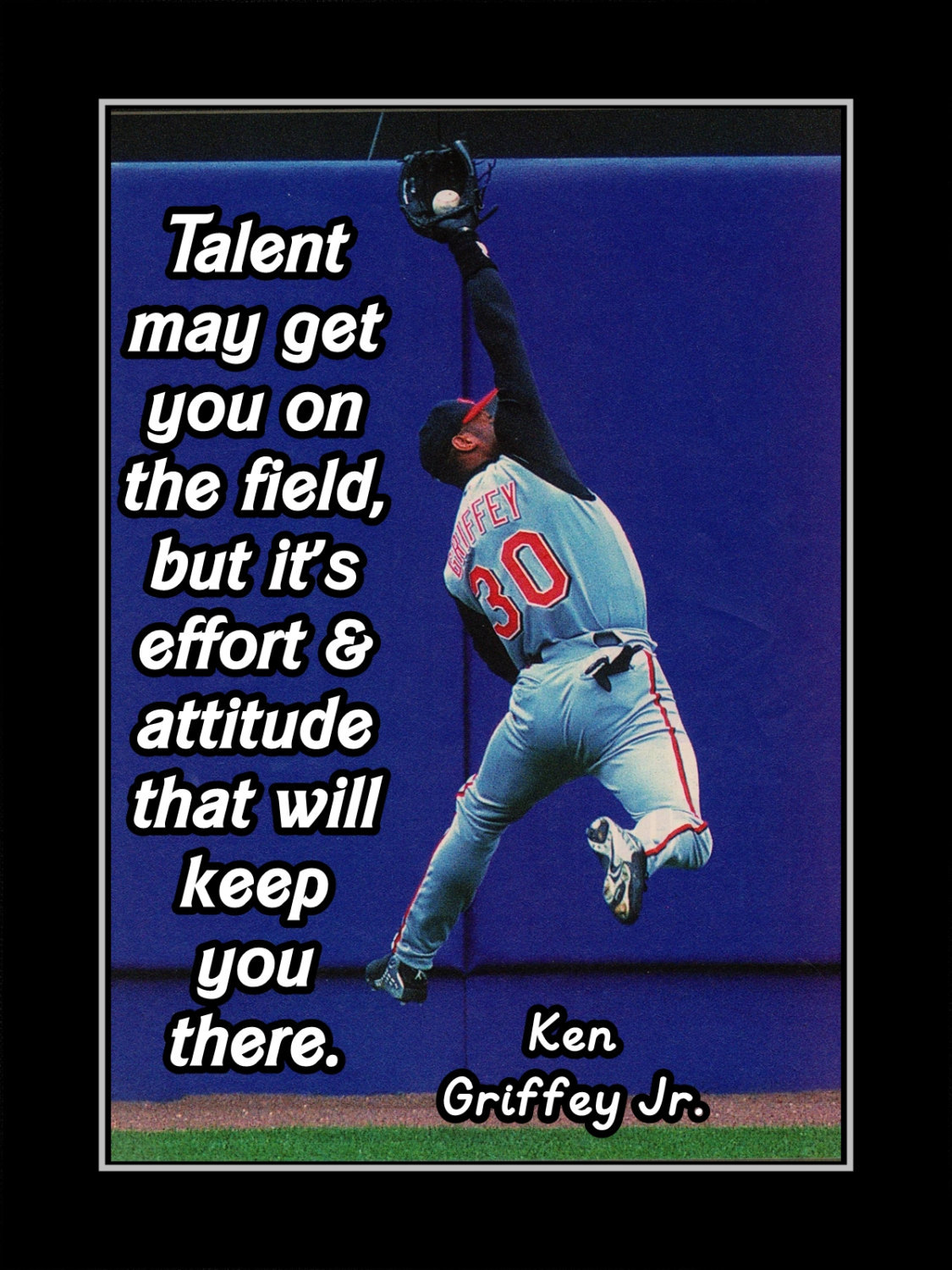 Inspirational Griffey Jr Baseball Motivation Quote Poster Print Wall Art Gift - £18.37 GBP - £31.96 GBP