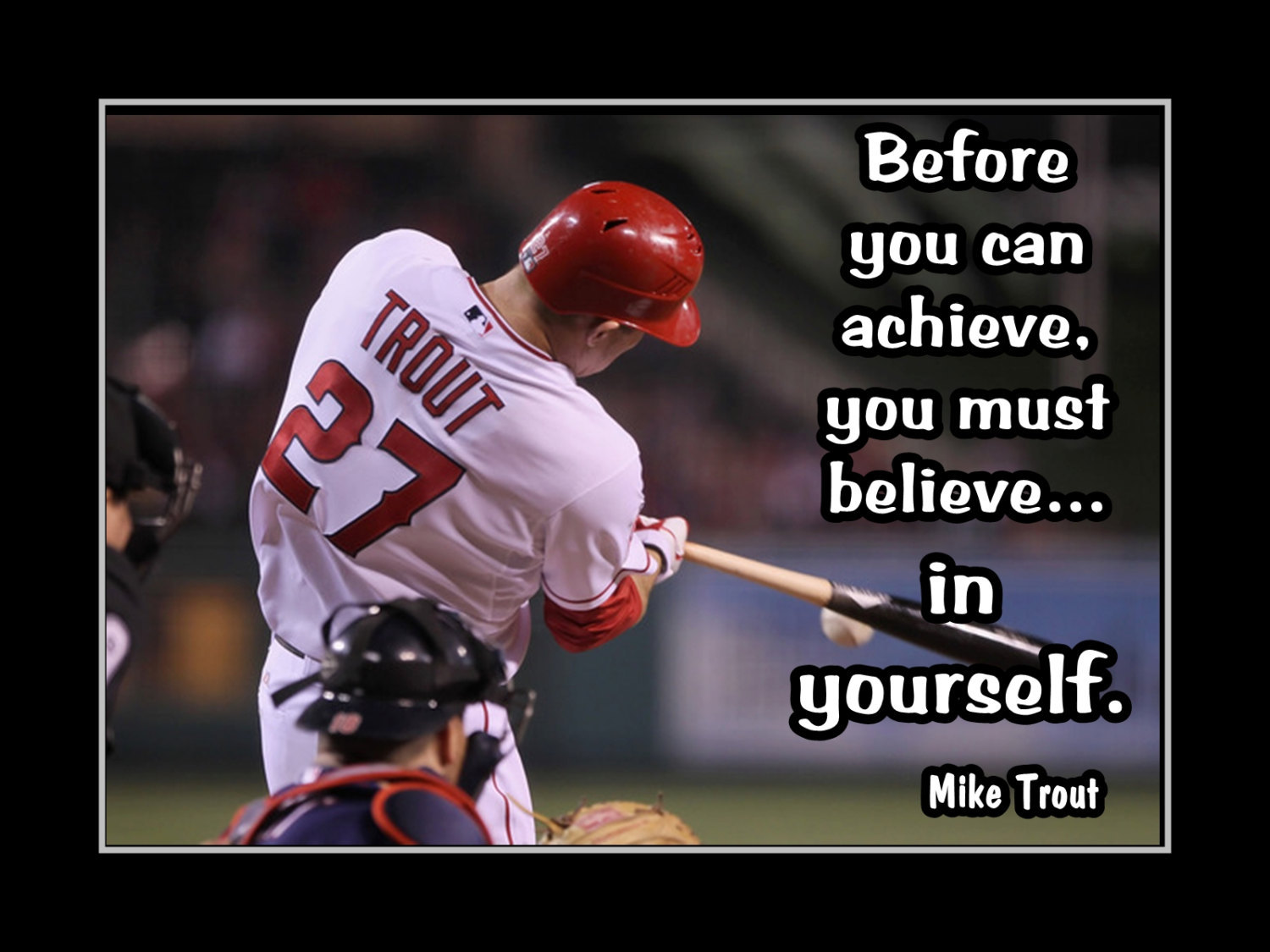 Inspirational Mike Trout Baseball Motivation Quote Poster Print Gift Wall Art - £18.37 GBP - £31.96 GBP