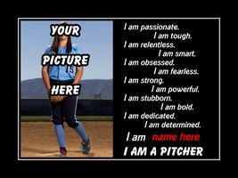 Rare Personalized Custom Inspirational Softball Pitcher Poster Unique Gift - £23.97 GBP+