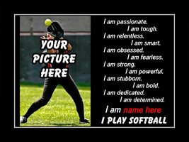 Rare Inspirational Softball Personalized Custom Poster Unique Motivation... - $29.99+