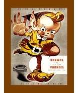 Rare Cleveland Browns Vintage 1940s Football Poster Print Mascot Unique ... - $27.10 CAD+