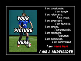 Rare Inspirational Personalized Custom Soccer Poster Unique MIDFIELDER Gift - £23.58 GBP+