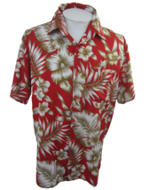Creations Men Hawaiian camp shirt L pit to pit 25 aloha luau tropical floral - £12.69 GBP