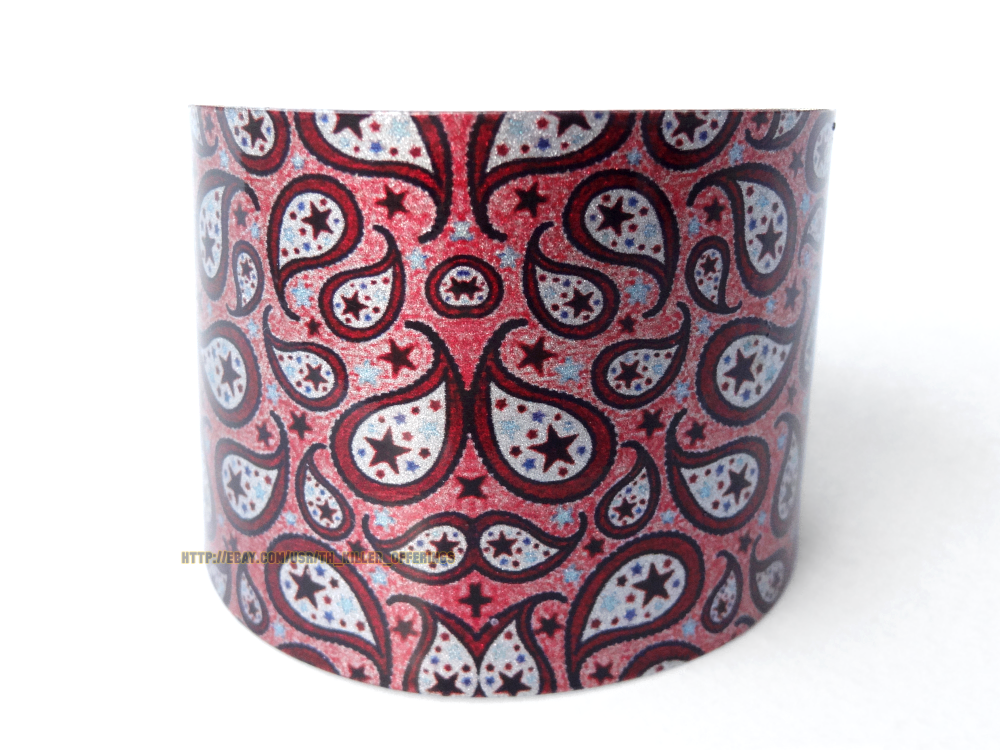 New Pink Red Star Paisley Print Cuff Bracelet Adjust Blue White vintage fashion - $6.50
