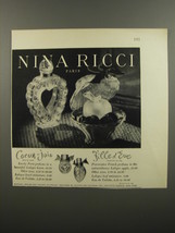 1953 Nina Ricci Cocur-Joie and Fille d&#39;Eve Perfume Advertisement - £14.78 GBP