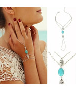 Sexy Women Boho Silver Turquoise Anklet Chain Hand/Foot Bracelet Beach Hot - $24.28 CAD