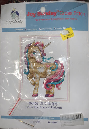 Joy Sunday Cross Stitch Kits 11CT Stamped Beautiful Unicorn 43×44cm 16.9... - $12.75