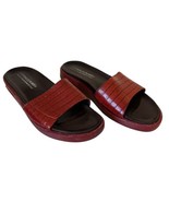 Donald J Pliner Fiji Platform Wedge Slide Sandals Red Leather Snakeskin Size 10M - £37.98 GBP