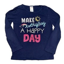 Gymboree Shirt Girls 5 Make Everyday Happy Glitter Letters Navy Blue Long Sleeve - £3.88 GBP