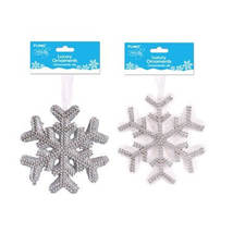 6&quot; Foam Christmas Snowflake Ornament with Decorative Trim - $1.60