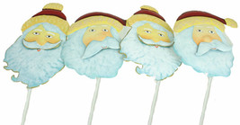 New Set of 4 Christmas Painted Metal Santa Claus Stakes - $9.95