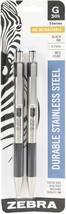 Zebra G301 Stainless Steel Gel Retractable Pen 2 Per Pkg Black Ink 0.7mm... - $51.49