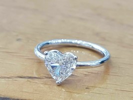 1 Ct Heart Diamond Solitaire Engagement Wedding Ring 14K White Gold Over - £79.11 GBP
