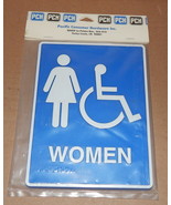 6&quot; x 8&quot; RESTROOM SIGN WOMEN BRAILLE HANDICAP LOGO PCH USA Made 73W - $8.79