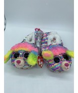 TY BEANIE BOO&#39;S Medium Rainbow  Fashion Slipper Socks Sequin Plush - £10.34 GBP