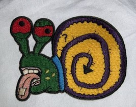 4” Long Sickly Ill Green Snail Embroidered Applique Patch - $23.75