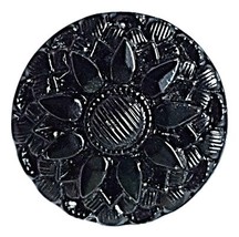 5 Vintage Le Chic Black Jet Glass Button Fabric Sewing  #15 - $6.95