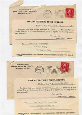 Primary image for 2 Overdrawn Account Notices Bank of Westbury Trust New York 1932