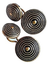 Pair Brass Sleeve Buttons Shield Connected Linked #17 - $5.95