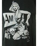   AM Sexy Comic Girl T Shirt Skulls Rats Graphic Print Short Sleeve Medi... - £19.91 GBP