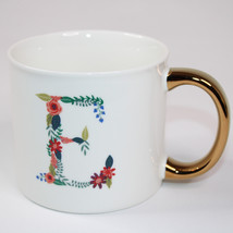 Opalhouse Monogram Initial Coffee Mug Floral Letter Gold Handle &quot;E&quot; Tea Cup Mug - £8.42 GBP