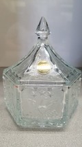 Tiara Colonial Eagle &amp; Star Clear Textured Glass Covered Candy Dish/Box New - £10.63 GBP