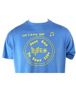 Vintage 80s Caps Say Yes To Your Life Thin 50/50 Blend Blue T Shirt XL M... - $47.80 CAD