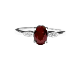 925 Silber Rubin Ring 5x7 MM Oval Zierliche Versprechen Juli Monatsstein - $41.91