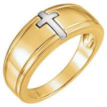 Authenticity Guarantee 
14k Yellow and White Gold Cross Ring - £834.41 GBP