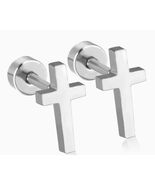 Cross Stud 10mm Earrings, New #AB-381-R2 - $91.33 MXN
