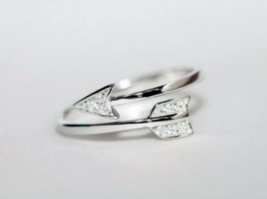 Sterling Silver Plated Cupids Arrow Crystal Adjustable Ring (Size 7-9) - $10.99