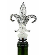 Silver Color Acrylic French Fleur De Lis Wine Bottle Stopper Topper W/ C... - €18,74 EUR