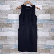 LOFT Ponte Pocketed Sheath Dress Black Exposed Zipper Stretch Womens 0P ... - £23.37 GBP