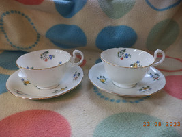 Vintage Set Of Two  Aynsley  Cups Saucers Basket Pattern  Circa 1934 - 1950 - £23.32 GBP