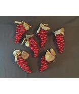 Vintage 60s Clusters of Lucite Red Grapes with leaves/stem/vine - $30.00