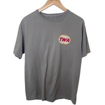 TWA Airlines Logo Graphic T Shirt Malibu Shirts Gray Travel Tee Sz Med - $20.00