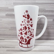 Design Pac Holiday Christmas Santa&#39;s Sleigh 14 oz. Coffee Mug Cup White Red - £12.13 GBP